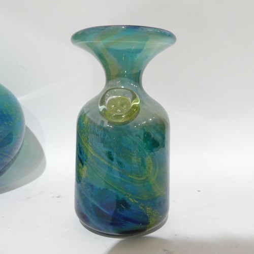 311 - 2 Mdina glass vases, and an Art glass bottle vase, 24cm