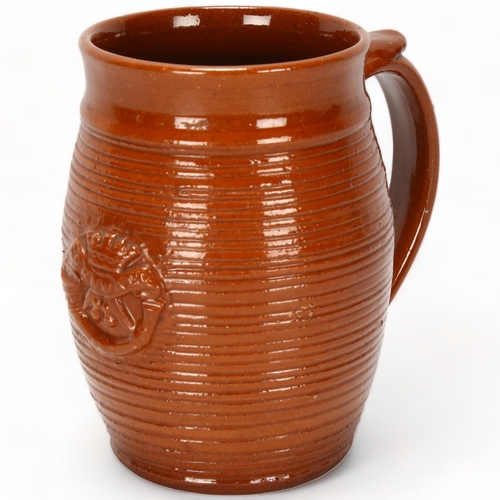 101 - DAVID LEACH (1911-2005), British, an earthenware barrel shape tankard with applied Cornish Light Inf... 