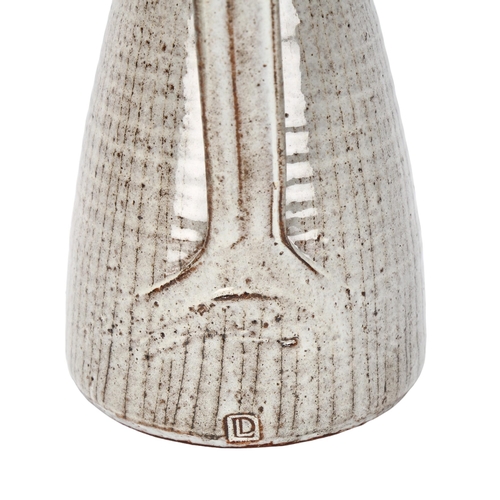 103 - DAVID LEACH (1911-2005), British, a grey and green glaze jug with sgraffito lines, makers mark to ba... 