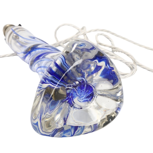 105 - Strathearn Glass, Scotland, a clear a blue glass twisted lamp base, with makers mark to base, height... 