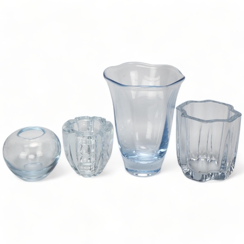 110 - 4 pieces of mid-century aqua glass, Orrefors and Strombergshyttan with makers mark, two unmarked, ta... 