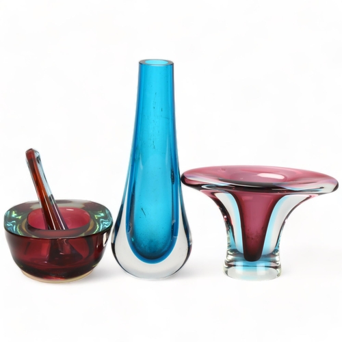 112 - Murano, Italy, 3 pieces of mid 20th century sommerso glass, tallest 20cm