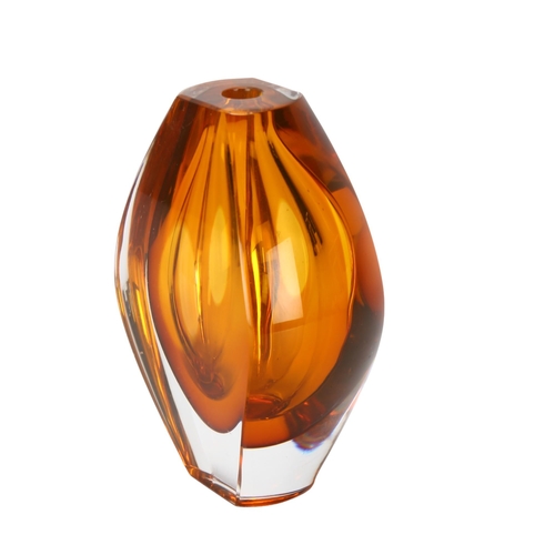 114 - MONA MORALES-SCHILDT for Kosta, a 1960s' orange sommerso flattened lozenge vase with convex surface ... 