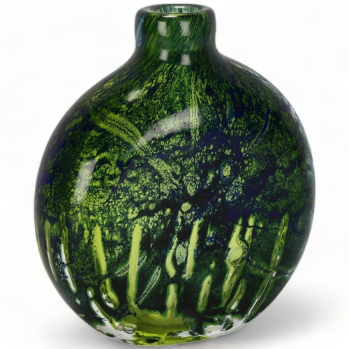 116 - GORAN WARFF for Kosta, a mould blown oxidised green glass vase with flattened sides, designed 1972, ... 