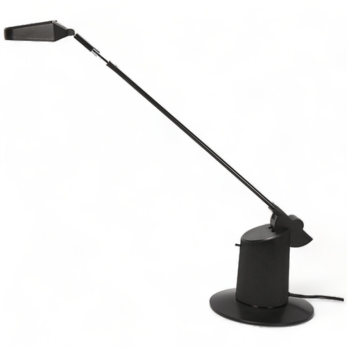 122 - A Dutch Postmodern halogen adjustable desk-lamp, black plastic and aluminium, extended height 70cm