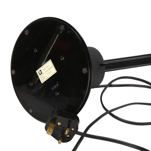 122 - A Dutch Postmodern halogen adjustable desk-lamp, black plastic and aluminium, extended height 70cm