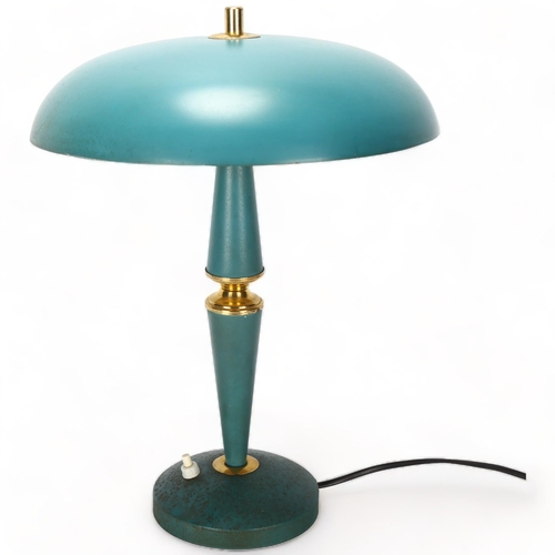 123 - LOUIS KALFF for Philips, a 1950s' turquoise table lamp, height 37cm