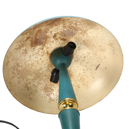 123 - LOUIS KALFF for Philips, a 1950s' turquoise table lamp, height 37cm