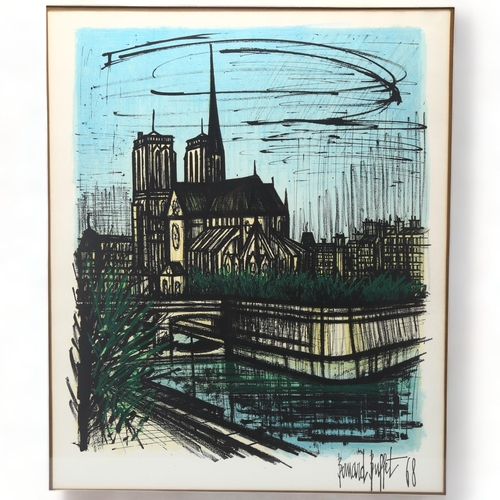 125 - BERNARD BUFFET, Notre Dame Cathedral, colour lithograph, 1968, image 51cm x 41cm, framed