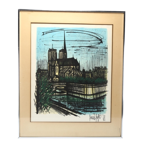 125 - BERNARD BUFFET, Notre Dame Cathedral, colour lithograph, 1968, image 51cm x 41cm, framed