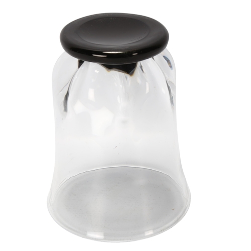 132 - EDWARD HALD for Orrefors, Sweden, a 1930s clear lobed glass vase with black foot, marked to base OF ... 