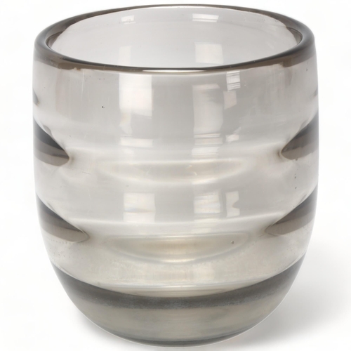 138 - EDWARD HALD for Orrefors, a 1930s' design Optic pewter glass vase, marked to base 