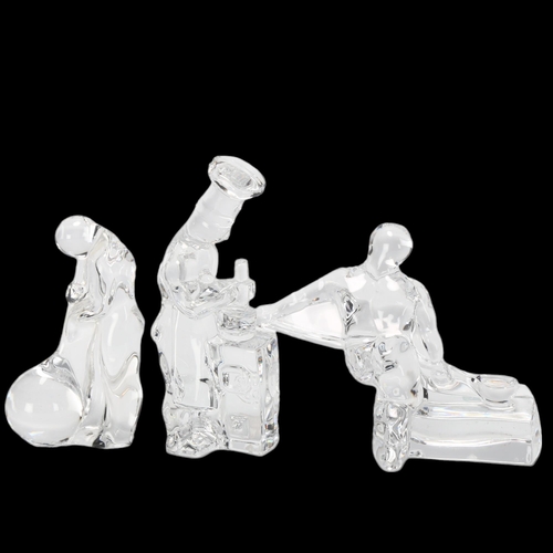 149 - OLLE ALBERIUS for Orrefors, Sweden,  3 crystal Craftsman Series glass paperweight figures, with orig... 