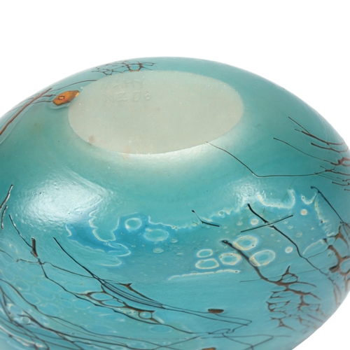 151 - KEITH MAHY (1947-2013), New Zealand, a handmade art glass vase with aquatic theme decoration, signed... 