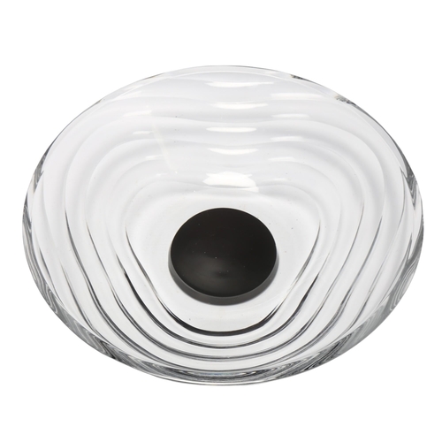 161 - SIMON GATE for Orrefors, a large 1930s' wave pattern clear glass bowl on black foot, marked to base,... 