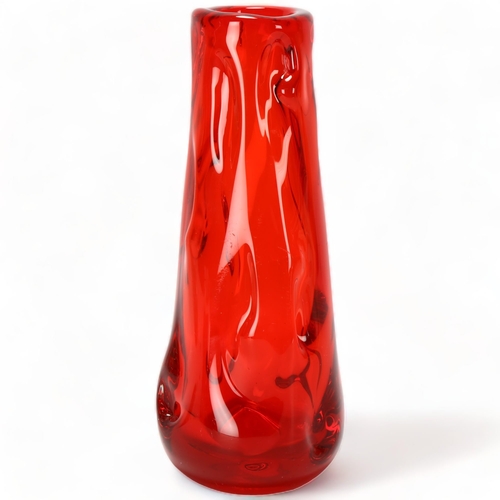 169 - WILLIAM WILSON and HARRY DYER for Whitefriars, a ruby red knobbly vase, height 25cm