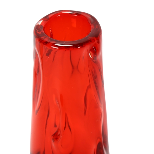 169 - WILLIAM WILSON and HARRY DYER for Whitefriars, a ruby red knobbly vase, height 25cm