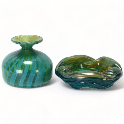 173 - A Mdina glass bowl and vase, both marked Mdina to base, tallest 12.5cm