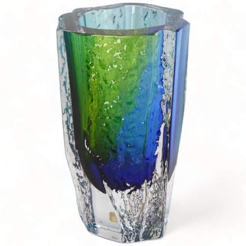 175 - GORAN WARFF for Kosta, a 1976 mould blown Artik series vase, with graduated colours and textured sur... 