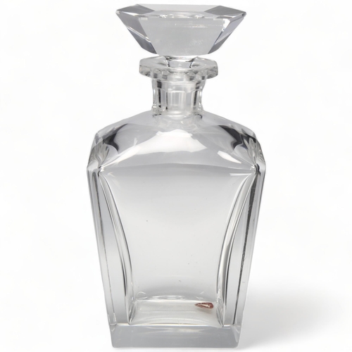 176 - EDWARD HALD for Orrefors, a 1940s' designed square sectioned tapered decanter, egraved makers mark t... 