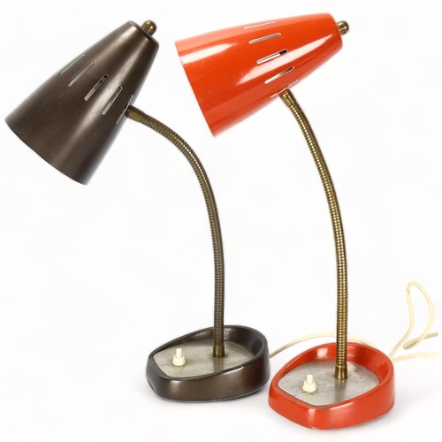 68 - 2 1950/60s Pifco model 971 desk lamps, with adjustable gooseneck stem and iron base, height approx 4... 