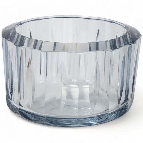 77 - ASTA/GERDA STROMBERG for Strombergshyttan, Sweden, a faceted and aqua cut-glass bowl signed Stromber... 