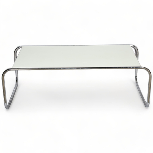 80 - An early 1970s' Habitat coffee table, white MDF and tubular steel frame, 105 x 50cm, height 36cm