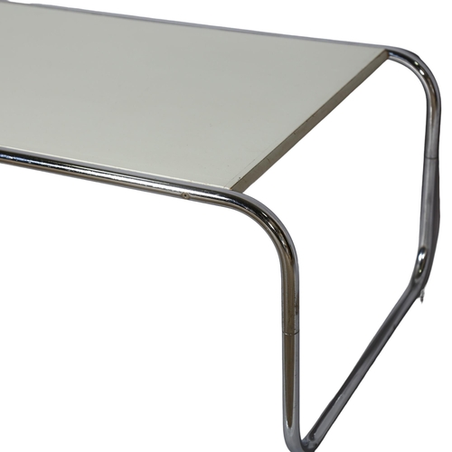 80 - An early 1970s' Habitat coffee table, white MDF and tubular steel frame, 105 x 50cm, height 36cm