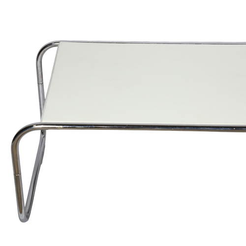 80 - An early 1970s' Habitat coffee table, white MDF and tubular steel frame, 105 x 50cm, height 36cm