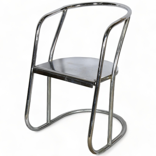 81 - A 1930s' light weight tubular steel and aluminium cantilever chair of unusual form, height 74cm