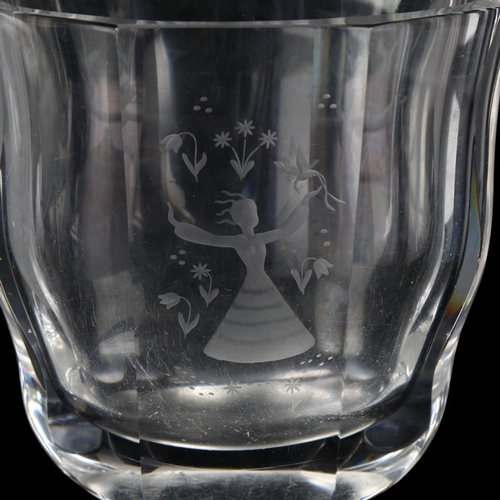 83 - NILS LANDBERG for Orrefors, Sweden, a clear glass vase with figural decoration engraved by GUSTAV AB... 