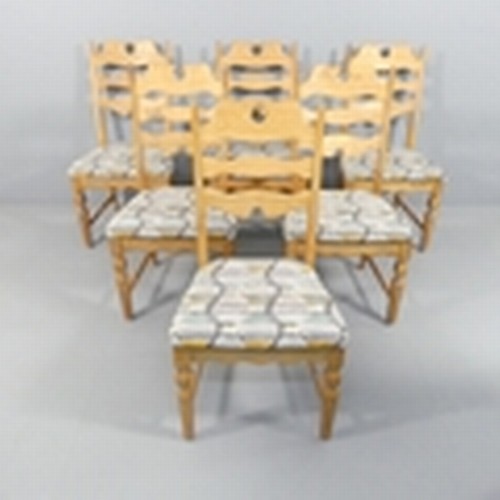 193 - HENNING KJAERMULF for E.G 6 high back razor blade chairs in oak together with a mid-century Danish o... 