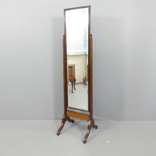 2107 - An antique mahogany framed cheval mirror. 40x157x40cm.