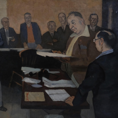 519 - John Melville (1902 - 1986), initiation ceremony, Aston Villa Branch 1953, oil on canvas, signed and... 