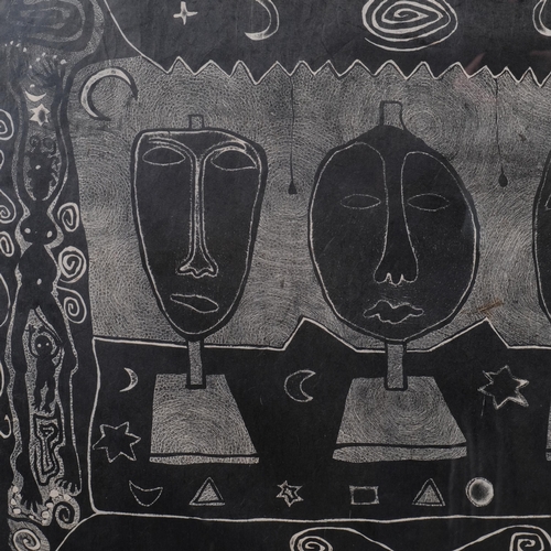 564 - Sanchia Lewis (born 1960), masks, relief etching on handmade Japanese paper, signed in pencil, no. 1... 