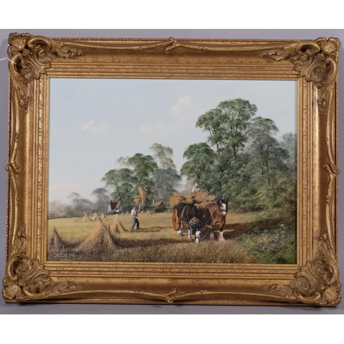 570 - John Caesar Smith (1930  - 2021), harvest time, oil on canvas, signed and dated '84, 30cm x 40cm, fr... 