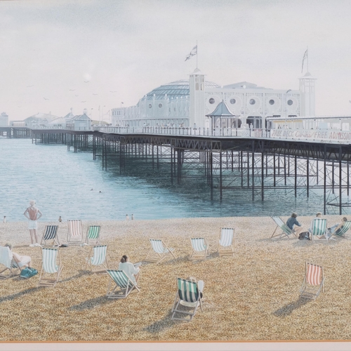 586 - K Stedman, highly detailed view of Brighton Pier, watercolour, signed and dated 1989, 23cm x 31cm, f... 