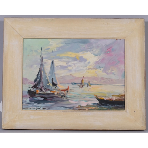 592 - Mid-20th century French School, Adriatic Sea, oil on board, indistinctly signed verso with date 1952... 