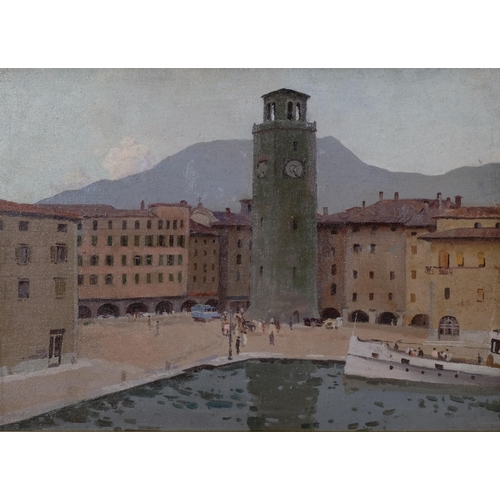 593 - Manner of Harry Watson (1871 - 1936), 3 city scenes Switzerland, oils on board, inscribed verso, lar... 