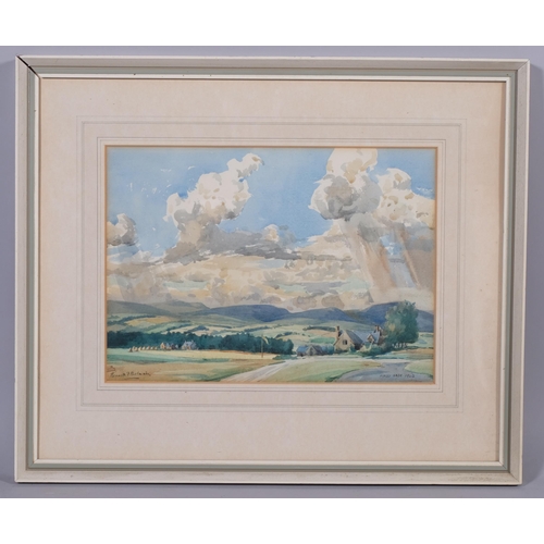 596 - Kenneth Balmain, landscape Findo Gask, 1943, signed, 25cm x 35cm, framed