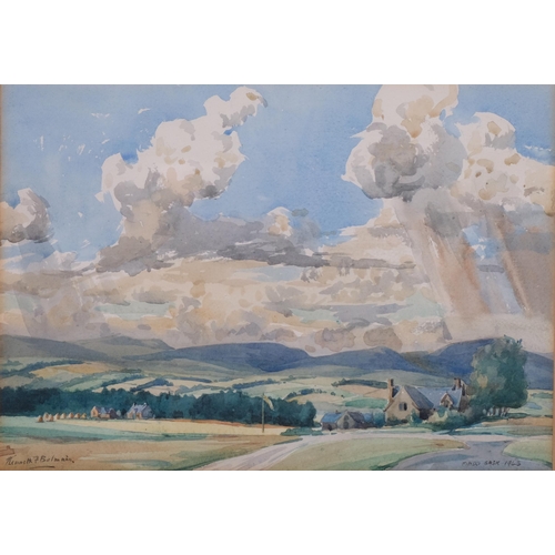 596 - Kenneth Balmain, landscape Findo Gask, 1943, signed, 25cm x 35cm, framed