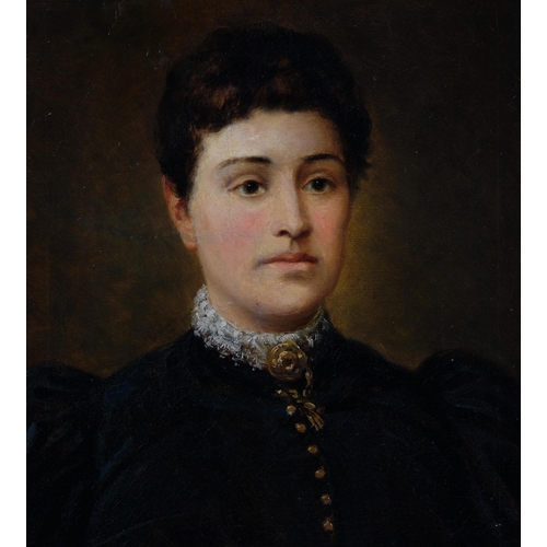 607 - WITHDRAWN - Portrait of a woman, oil on canvas, indistinctly signed W G Gain?, dated 1902, 46cm x 36... 