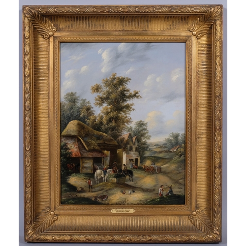 609 - Georgina Lara (flourished 1861 - 1890), an English village, oil on canvas, 46cm x 36cm, framed