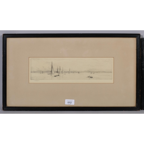 612 - William Lionel Wyllie (1851 - 1931), pair of shipping scenes, Navy convoy and Ryde, drypoint etching... 