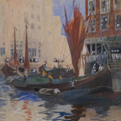 616 - Hal Hurst (1865 - 1938), Dutch canal scene, watercolour, signed, 51cm x 34cm, framed