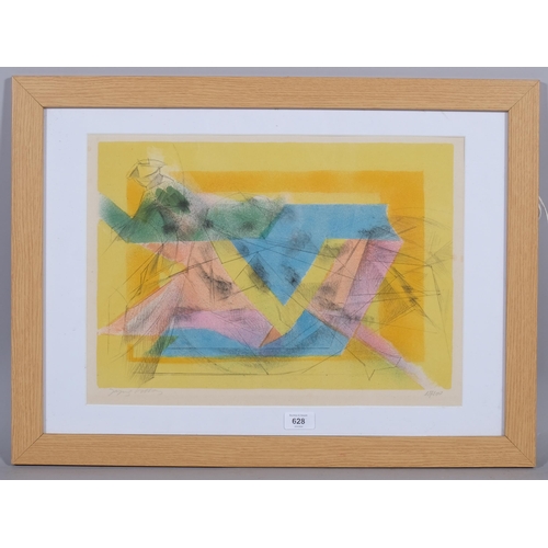 628 - Jacques Villon, abstract composition, lithograph, signed in pencil, no. 13/200, image 31cm x 45cm, f... 