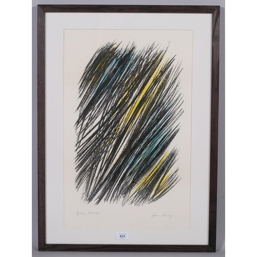 631 - Hans Hartung, abstract L19, lithograph, 1957/8, signed in pencil, artist's proof, 59cm x 37cm, frame... 