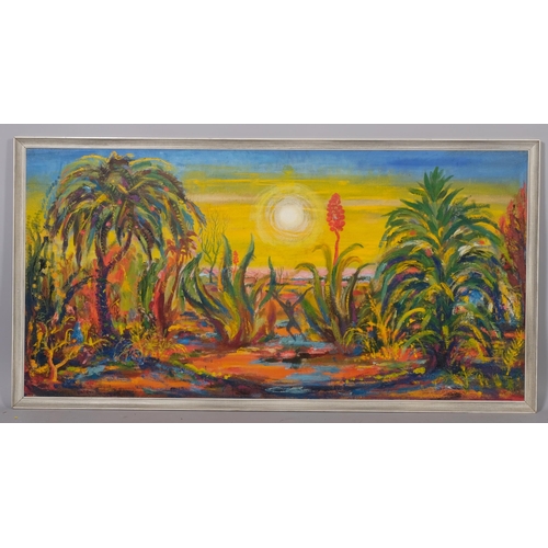 637 - Albert Schiller Page (born 1905), 10,000 years after, oil on board, inscribed verso, 60cm x 120cm, f... 