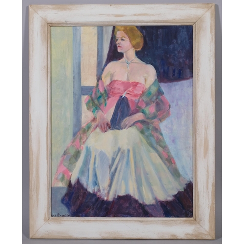 645 - Victoria Kauffmann, portrait of a lady, oil on board, signed, 40cm x 30cm, framed