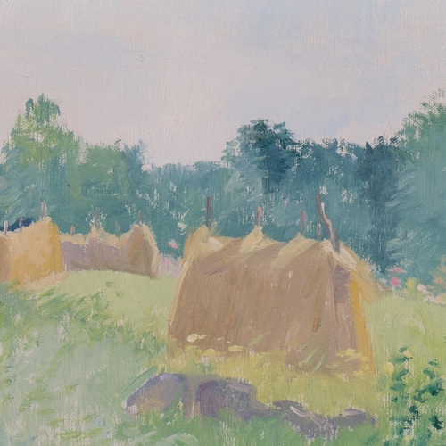 647 - Jorn Glob (Danish, 1913 - 1988), haystacks, oil on canvas, signed with artist's information verso, 2... 